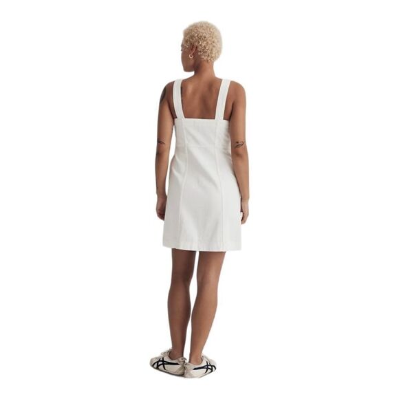 MADEWELL Denim Square Neck Sleeveless Mini Dress in Tile White sz 10 NWT - Picture 2 of 15